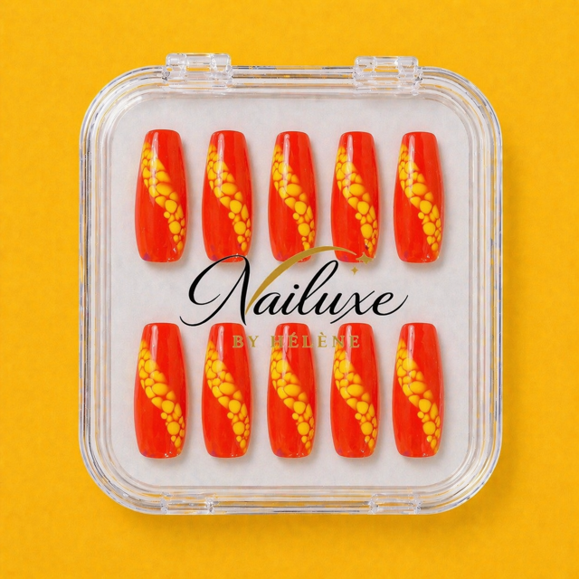 Fire Glow Press on nails